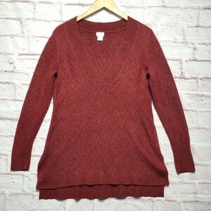 Chicos Sweater Womens Small Red Wool Blend Soft Cozy Warm Holiday‎ Outfit Casual